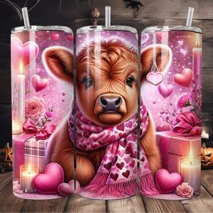 Handcrafted Highland cow valentine 20oz tumbler